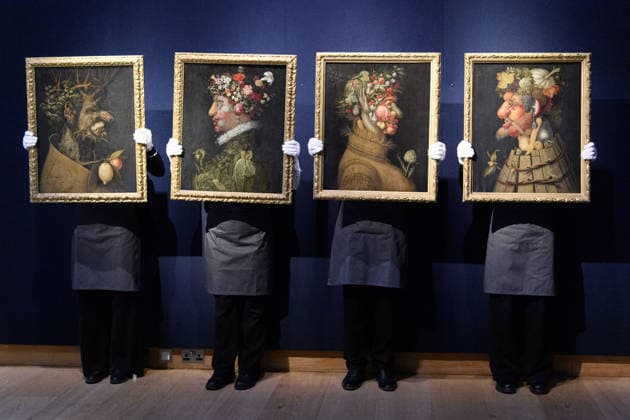 Christie s Old Masters Evening Sale Auction - Christie s King Street, London, UK Art handlers The Four Seasons from The Workshop of Giuseppe Arcimboldo (est. Â£800k Â£1.2m) as part of Christie s Old Masters Evening Sale Auction which will take place on 2nd December 2025 - Christie s King Street, London, England, UK on Thursday 27 November, 2025., Credit:Justin Ng Avalon UK, England, London, Christie s King Street  Copyright: xJustinxNgx xAvalonx 1054924960