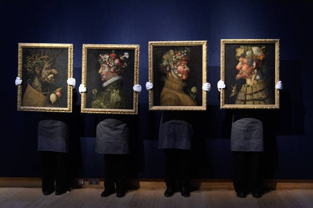 Christie s Old Masters Evening Sale Auction - Christie s King Street, London, UK Art handlers The Four Seasons from The Workshop of Giuseppe Arcimboldo (est. Â£800k Â£1.2m) as part of Christie s Old Masters Evening Sale Auction which will take place on 2nd December 2025 - Christie s King Street, London, England, UK on Thursday 27 November, 2025., Credit:Justin Ng Avalon UK, England, London, Christie s King Street  Copyright: xJustinxNgx xAvalonx 1054924962