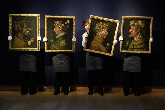Christie s Old Masters Evening Sale Auction - Christie s King Street, London, UK Art handlers The Four Seasons from The Workshop of Giuseppe Arcimboldo (est. Â£800k Â£1.2m) as part of Christie s Old Masters Evening Sale Auction which will take place on 2nd December 2025 - Christie s King Street, London, England, UK on Thursday 27 November, 2025., Credit:Justin Ng Avalon UK, England, London, Christie s King Street  Copyright: xJustinxNgx xAvalonx 1054924966