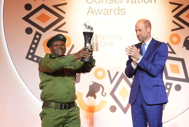 Tusk Conservation Awards Laban Mwangi poses with his award during the Tusk Conservation Awards at The Savoy Hotel in central London. Picture date: Wednesday November 26, 2025., Credit:Avalon.red Avalon UK, London  Copyright: xAvalon.redx xAvalonx 1054940152