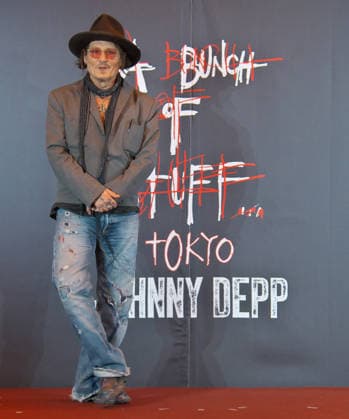 Actor Johnny Depp attends a press conference for his exhibition A Bunch of Stuff -Tokyo in Tokyo, Japan on Thursday, November 27, 2025. His art exhibition will open November 28 to May 6, 2026.  TKP2025112718 KEIZOxMORI