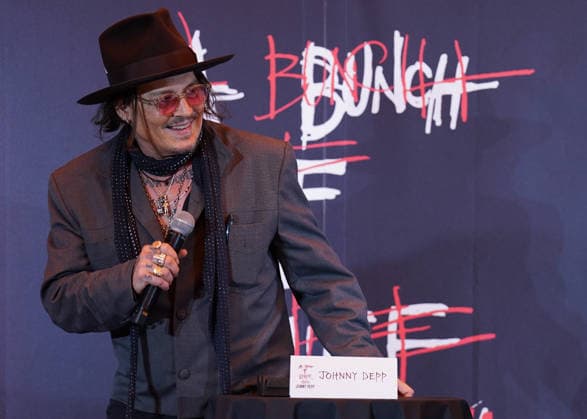 November 27, 2025, Tokyo, Japan - Johnny Depp attends a press conference for his A Bunch of Stuff - Tokyo exhibition.  aflo_311720132