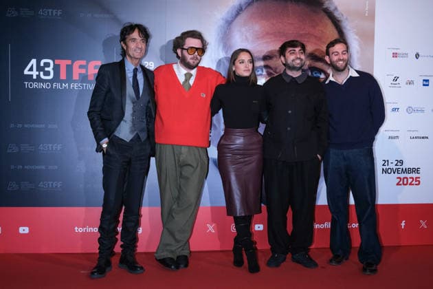 43rd Torino Film Festival 2025 - Day 7 in Italy, 27 November 2025 (L to R) Giulio Base, Gabriele Berti, Matilde Gioli, Giovanni Nasta and Diego Tricarico attend during the 43rd Torino Film Festival 2025 on November 27, 2025 in Turin, Italy., Credit:Davide Di Lalla - Unicode Images Avalon Italy, Turin, Museum of Radio and Television,  Copyright: xDavidexDixLallax-xUnicodexImagesx xAvalonx 1054997164