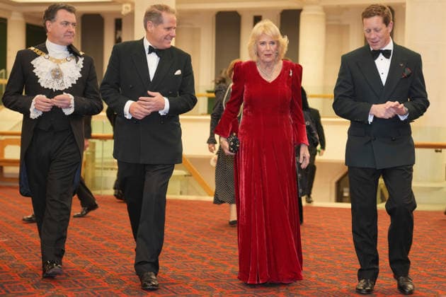 Britain Royals Britain s Queen Camilla, Colonel-in-Chief The Rifles and Royal Colonel 4th Battalion The Ranger Regiment, is escorted in as she attends the Biennial RIFLES Awards Dinner, in London, Thursday, Nov. 27, 2025., Credit:Kin Cheung Avalon GBR, London  Copyright: xKinxCheungx xAvalonx 1055039287