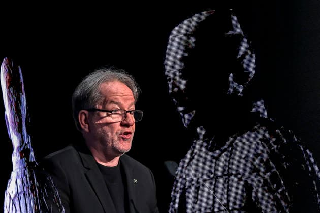 (251128) -- BUDAPEST, Nov. 28, 2025 -- Laszlo Baan, director general of the Museum of Fine Arts in Budapest, speaks during the opening ceremony of the exhibition Civilization of the Qin and Han Dynasties - The First Chinese Emperor s Terracotta Warriors in Budapest, Hungary, Nov. 27, 2025. The Museum of Fine Arts in Budapest on Thursday opened one of the most significant Chinese cultural exhibitions ever held in Hungary, presenting more than 150 ancient artworks from the Qin and Han dynasties (221 BC-220 AD), including ten original Terracotta Warriors. Titled Civilization of the Qin and Han Dynasties - The First Chinese Emperor s Terracotta Warriors, the exhibition is jointly organized by the Museum of Fine Arts in Budapest and the