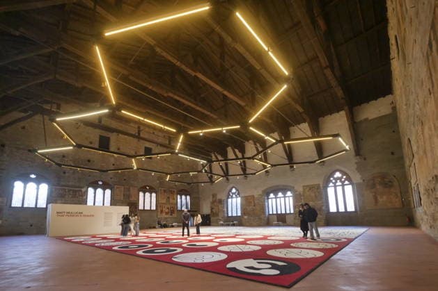 Matt Mullican s largest work, exhibited at the Palazzo della Ragione in Bergamo Alta, is a symbolic system composed of signs, diagrams, pictograms, and symbols.  Copyright: xLucaxPontix xipa-agency.netx xLucaxPonti Ipaxagencyx IPA_Agency_IPA68468009