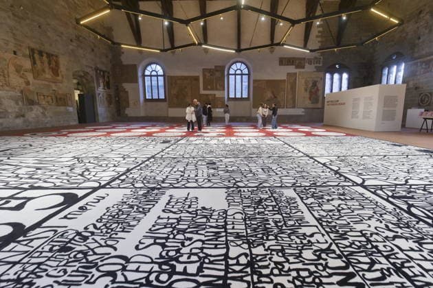 Matt Mullican s largest work, exhibited at the Palazzo della Ragione in Bergamo Alta, is a symbolic system composed of signs, diagrams, pictograms, and symbols.  Copyright: xLucaxPontix xipa-agency.netx xLucaxPonti Ipaxagencyx IPA_Agency_IPA68468063