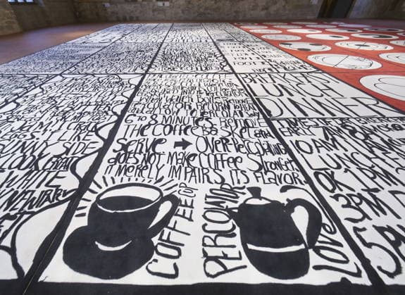 Matt Mullican s largest work, exhibited at the Palazzo della Ragione in Bergamo Alta, is a symbolic system composed of signs, diagrams, pictograms, and symbols.  Copyright: xLucaxPontix xipa-agency.netx xLucaxPonti Ipaxagencyx IPA_Agency_IPA68468067