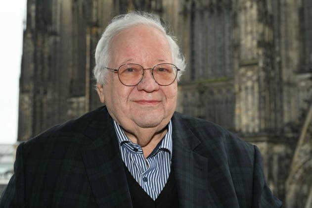 Author Prof Dr Theol Manfred Becker Huberti poses at the launch of his new book Vom Vierten der Heiligen Drei Könige (The Fourth of the Magi)