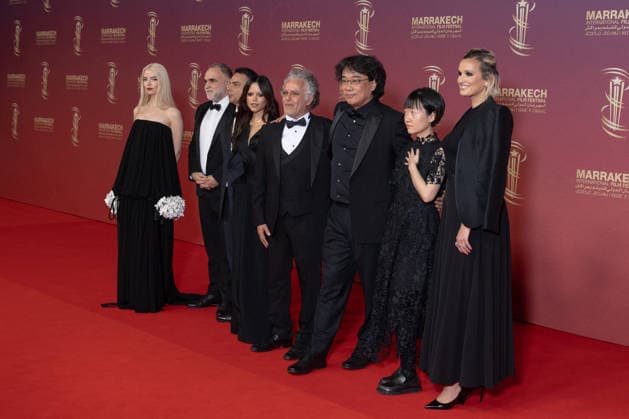 22nd Marrakech International Film Festival Opening Ceremony Jury Members : Anya Taylor-Joy, Karim Aïnouz, Payman Maadi, Hakim Belabbes, Jenna Ortega, Jury President Bong Joon-ho, Celine Song and Julia Ducournau attends the during the 22nd Marrakech International Film Festival Opening Ceremony on November 28, 2025 in Paris, France. Photo by Nasser Berzane ABACAPRESS.COM Paris France  Copyright: xBerzanexNasser ABACAx