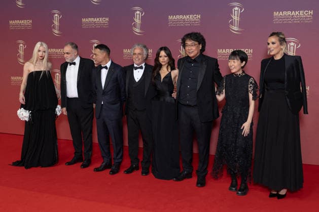 22nd Marrakech International Film Festival Opening Ceremony Jury Members : Anya Taylor-Joy, Karim Aïnouz, Payman Maadi, Hakim Belabbes, Jenna Ortega, Jury President Bong Joon-ho, Celine Song and Julia Ducournau attends the during the 22nd Marrakech International Film Festival Opening Ceremony on November 28, 2025 in Paris, France. Photo by Nasser Berzane ABACAPRESS.COM Paris France  Copyright: xBerzanexNasser ABACAx