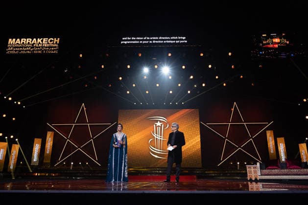 22nd Marrakech International Film Festival Opening Ceremony Nabila Kilani and Guest attends the during the 22nd Marrakech International Film Festival Opening Ceremony on November 28, 2025 in Paris, France. Photo by Nasser Berzane ABACAPRESS.COM Paris France  Copyright: xBerzanexNasser ABACAx