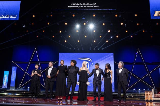 22nd Marrakech International Film Festival Opening Ceremony Jury Members Celine Song, Karim Aïnouz, Julia Ducournau, Bong Joon-ho, Anya Taylor-Joy, Payman Maadi, Jenna Ortega and Hakim Belabbes attends the during the 22nd Marrakech International Film Festival Opening Ceremony on November 28, 2025 in Paris, France. Photo by Nasser Berzane ABACAPRESS.COM Paris France  Copyright: xBerzanexNasser ABACAx