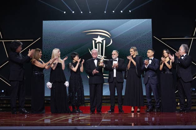 22nd Marrakech International Film Festival Opening Ceremony Jury president Bong Joon-ho, Yousra, Jury Members Anya Taylor-Joy and Celine Song, Hussein Fahmy with the Tribute Award and Jury Members Karim Aïnouz, Julia Ducournau, Payman Maadi, Jenna Ortega and Hakim Belabbes attends the during the 22nd Marrakech International Film Festival Opening Ceremony on November 28, 2025 in Paris, France. Photo by Nasser Berzane ABACAPRESS.COM Paris France  Copyright: xBerzanexNasser ABACAx