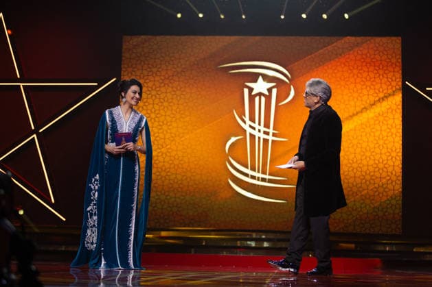 22nd Marrakech International Film Festival Opening Ceremony Nabila Kilani and Guest attends the during the 22nd Marrakech International Film Festival Opening Ceremony on November 28, 2025 in Paris, France. Photo by Nasser Berzane ABACAPRESS.COM Paris France  Copyright: xBerzanexNasser ABACAx