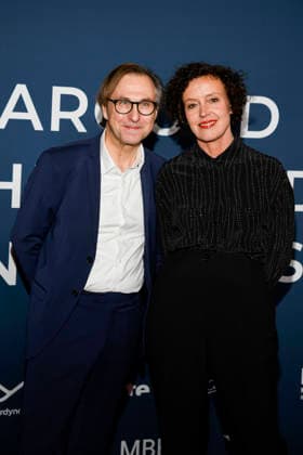 ABBberlin Bernhard Karl and Maria Schrader as guests on the red carpet at the festival opening AROUND THE WORLD IN 14 FILMS at Cinestar Kino in der Kulturbrauerei Berlin on 28 11 2025 Berlin Germany