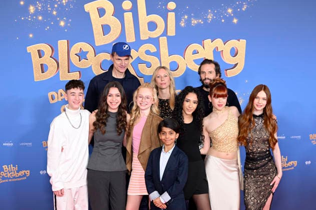Aithonas Avgoustakis, Carla Demmin, Gregor Schnitzler, Nala, Johanna Bergel, Balthazar Gyan Alexis Kuppuswamy, Shanti Celik, Quirin Berg, Fia Marie Lin and Philomena Amari at the premiere of the feature film Bibi Blocksberg Das große Hexentreffen at Mathäser Filmpalast Munich, 29 11 2025 Foto:xR.xHeinex xFuturexImagex bibi_5117