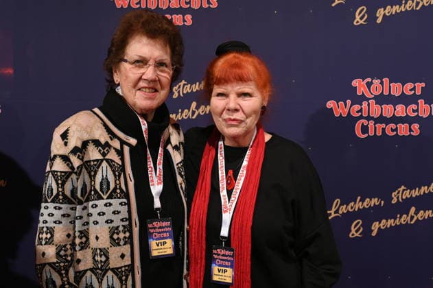 Actress Samy Orfgen , r,, and her sister attend the premiere of the 10th Cologne Christmas Circus