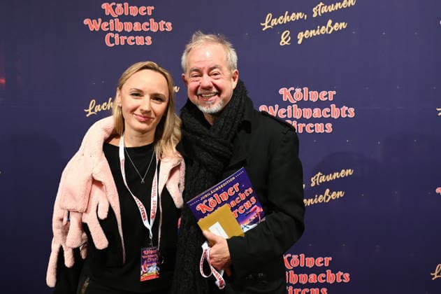 Musician Helmut Zerlett and his wife Natalia attend the premiere of the 10th Cologne Christmas Circus