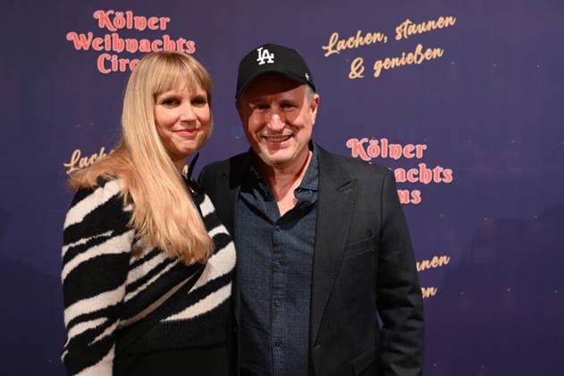 Presenter Olli Briesch and his wife Meike Briesch attend the premiere of the 10th Cologne Christmas Circus