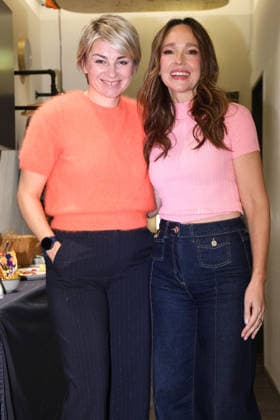 Carolin Kebekus with presenter Sabine Heinrich at the book premiere of 8000 ways to fail as a mother on 30 11 2025 at Gloria in Cologne Carolin Kebekus at the premiere of her book in Cologne
