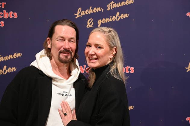 Actress Janine Kunze and her husband Dirk Burdach attend the premiere of the 10th Cologne Christmas Circus