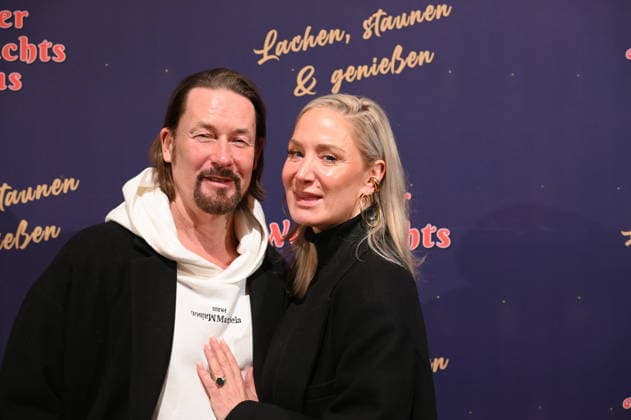 Actress Janine Kunze and her husband Dirk Burdach attend the premiere of the 10th Cologne Christmas Circus