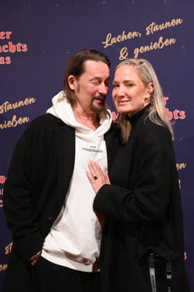 Actress Janine Kunze and her husband Dirk Burdach attend the premiere of the 10th Cologne Christmas Circus