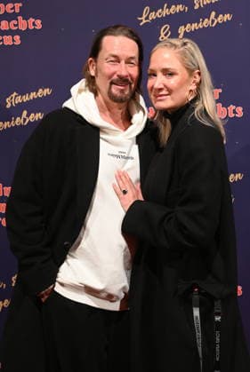Actress Janine Kunze and her husband Dirk Burdach attend the premiere of the 10th Cologne Christmas Circus