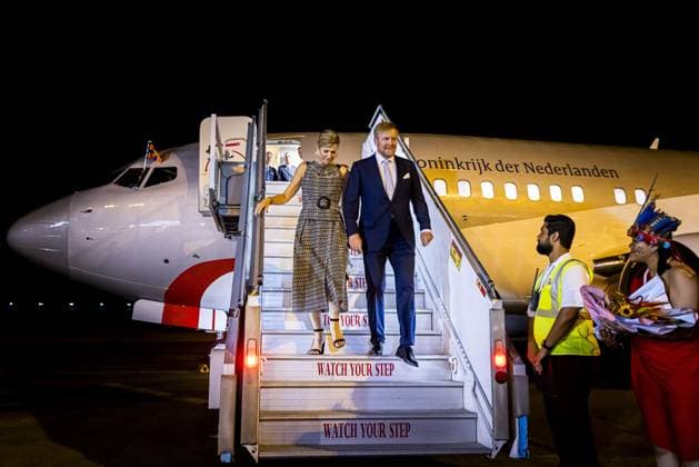 Paramaribo, The Netherlands, 2025-11-30 19:28:34 PARAMARIBO, November 30, 2025, Johan Adolf Pengel International Airport. King Willem-Alexander and Queen Maxima are arriving at Johan Adolf Pengel International Airport on a state visit to the Republic of Suriname at the invitation of President Jennifer Geerlings-Simons. PHOTO: NLBeeld Patrick van Emst Credit: NL Beeld Patrick van Emst  Copyright: xx x