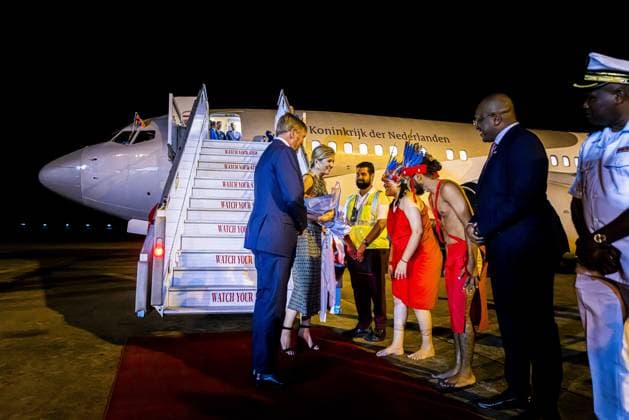 Paramaribo, The Netherlands, 2025-11-30 19:28:42 PARAMARIBO, November 30, 2025, Johan Adolf Pengel International Airport. King Willem-Alexander and Queen Maxima are arriving at Johan Adolf Pengel International Airport on a state visit to the Republic of Suriname at the invitation of President Jennifer Geerlings-Simons. PHOTO: NLBeeld Patrick van Emst Credit: NL Beeld Patrick van Emst  Copyright: xx x