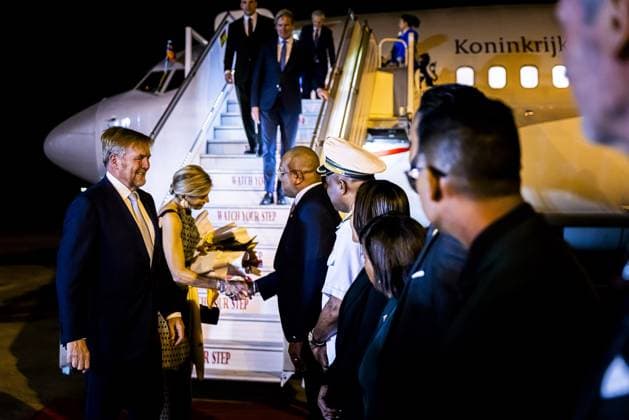 Paramaribo, The Netherlands, 2025-11-30 19:29:01 PARAMARIBO, November 30, 2025, Johan Adolf Pengel International Airport. King Willem-Alexander and Queen Maxima are arriving at Johan Adolf Pengel International Airport on a state visit to the Republic of Suriname at the invitation of President Jennifer Geerlings-Simons. PHOTO: NLBeeld Patrick van Emst Credit: NL Beeld Patrick van Emst  Copyright: xx x