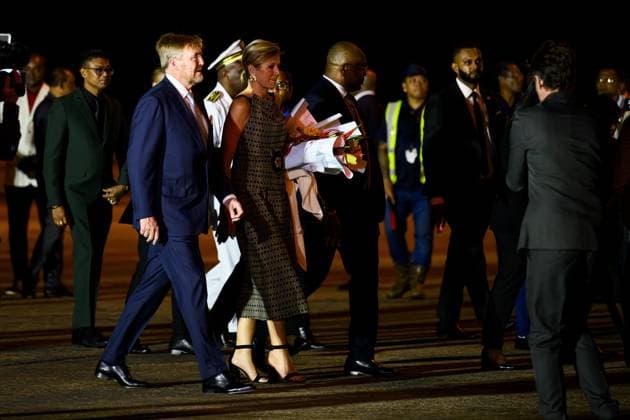 Paramaribo, The Netherlands, 2025-11-30 19:30:34 PARAMARIBO, November 30, 2025, Johan Adolf Pengel International Airport. King Willem-Alexander and Queen Maxima are arriving at Johan Adolf Pengel International Airport on a state visit to the Republic of Suriname at the invitation of President Jennifer Geerlings-Simons. PHOTO: NLBeeld Patrick van Emst Credit: NL Beeld Patrick van Emst  Copyright: xx x