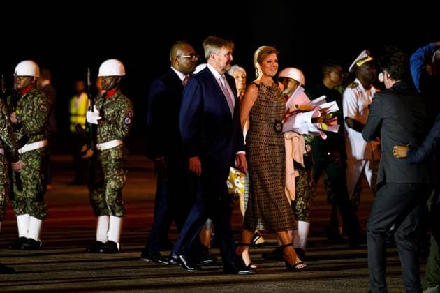 Paramaribo, The Netherlands, 2025-11-30 19:30:27 PARAMARIBO, November 30, 2025, Johan Adolf Pengel International Airport. King Willem-Alexander and Queen Maxima are arriving at Johan Adolf Pengel International Airport on a state visit to the Republic of Suriname at the invitation of President Jennifer Geerlings-Simons. PHOTO: NLBeeld Patrick van Emst Credit: NL Beeld Patrick van Emst  Copyright: xx x
