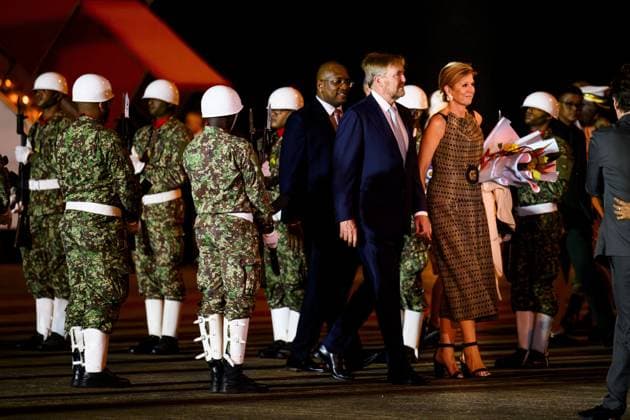 Paramaribo, The Netherlands, 2025-11-30 19:30:26 PARAMARIBO, November 30, 2025, Johan Adolf Pengel International Airport. King Willem-Alexander and Queen Maxima are arriving at Johan Adolf Pengel International Airport on a state visit to the Republic of Suriname at the invitation of President Jennifer Geerlings-Simons. PHOTO: NLBeeld Patrick van Emst Credit: NL Beeld Patrick van Emst  Copyright: xx x