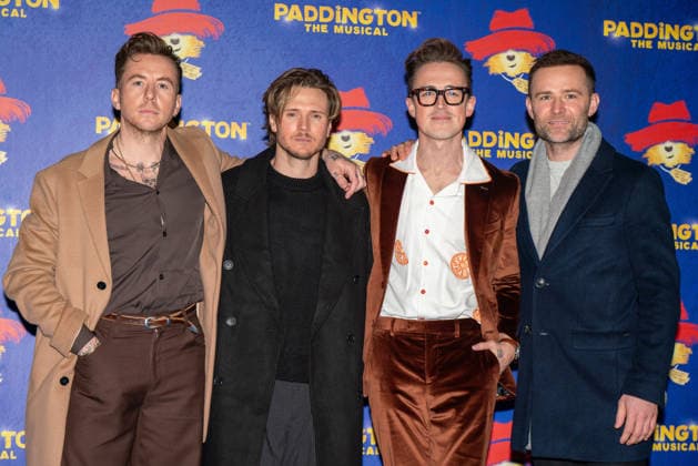 November 30, 2025, London, United Kingdom: L-R Danny Jones, Dougie Poynter, Tom Fletcher and Harry Judd seen arriving on the Blue Carpet during the Paddington The Musical World Premiere opens in the West End, London. London United Kingdom - ZUMAs197 20251130_aaa_s197_581 Copyright: xBonniexBritainx