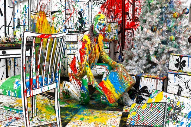 Bodyart Color Christmas Splash Performance with model Tatjana Heinz in Studio Düsterwald Hameln, 30 11 2025 BodyArt artist Jörg Düsterwald Foto:xT.xSkupinx xFuturexImagex christmas_splash_5113
