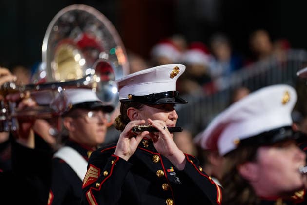 HOLLYWOOD, CALIFORNIA - NOVEMBER 30: Military band performs during the 93rd Annual Hollywood Christmas Parade on November 30, 2025 in Hollywood, California.  Copyright: xVCGx 111606900225