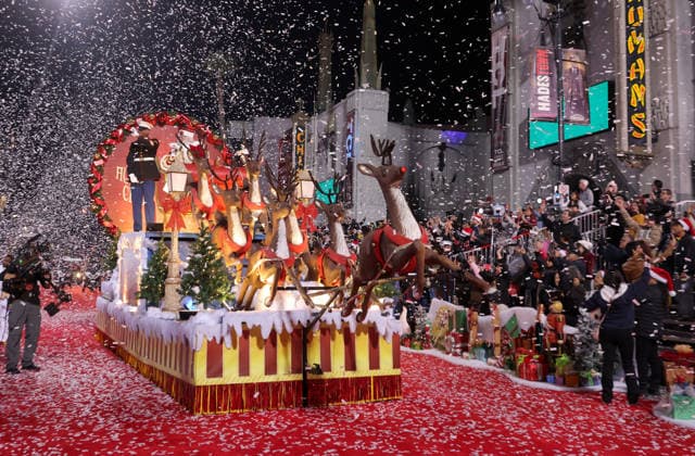 Marines for Toys For Tots and Cortney Lofton dressed as Santa Claus cruise down Hollywood Blvd. during The 93rd Annual Hollywood Christmas Parade With Grand Marshal Luke Wilson In Support of Marine Toys for Tots in Los Angeles on Sunday, November 30, 2025.  LAP20251130788 GERGxGRUDT