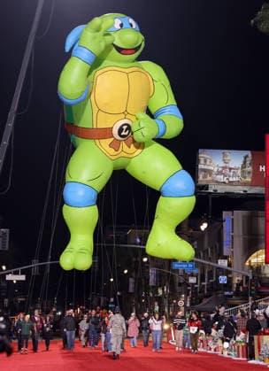 A giant inflatable cruises down Hollywood Blvd. during The 93rd Annual Hollywood Christmas Parade With Grand Marshal Luke Wilson In Support of Marine Toys for Tots in Los Angeles on Sunday, November 30, 2025.  LAP20251130795 GERGxGRUDT