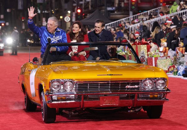 Rick Monday and Barbaralee Monday cruise down Hollywood Blvd. during The 93rd Annual Hollywood Christmas Parade With Grand Marshal Luke Wilson In Support of Marine Toys for Tots in Los Angeles on Sunday, November 30, 2025.  LAP20251130779 GERGxGRUDT