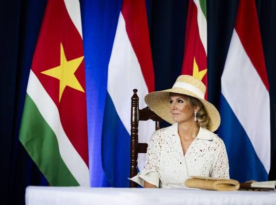 PARAMARIBO - Queen Maxima during a press conference with Surinamese President Jennifer Geerlings-Simons and King Willem-Alexander, emphasizing the broad cooperation between the two countries. The royal couple was on a three-day state visit to Suriname at the president s invitation. ANP REMKO DE WAAL netherlands out - belgium out  Copyright: xx x543584297x originalFilename: 543584297.jpg