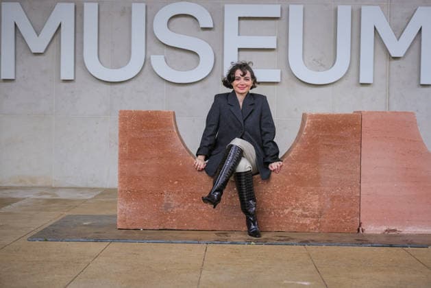 Open Monuments by Melek Zeynep Bulut photocall, new London Design Festival Landmark Project at the Design Museum, London, UK London, UK. 01st Dec, 2025. Artist Melek Zeynep Bulut poses with her work. Open Monuments by Melek Zeynep Bulut, is a new public installation and London Design Festival Landmark Project in the courtyard of the Design Museum in Kensington. LDF will present Open Monuments by Melek Zeynep Bulut at the Design Museum from 1 - 14 Dec 2025., Credit:Imageplotter Avalon  Copyright: xImageplotterx xAvalonx 1055819742