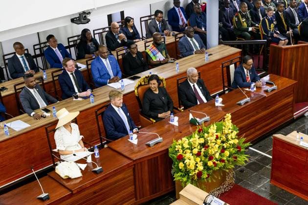Paramaribo, The Netherlands, 2025-12-01 12:07:27 PARAMARIBO, December 1, 2025, The National Assembly. King Willem-Alexander and Queen Maxima are paying a state visit to the Republic of Suriname at the invitation of President Jennifer Geerlings-Simons. The National Assembly (DNA) is the parliament of Suriname. It has 51 seats and a single chamber, exercising legislative, administrative, and supervisory powers. PHOTO: NLBeeld Patrick van Emst Credit: NL Beeld Patrick van Emst  Copyright: xx x