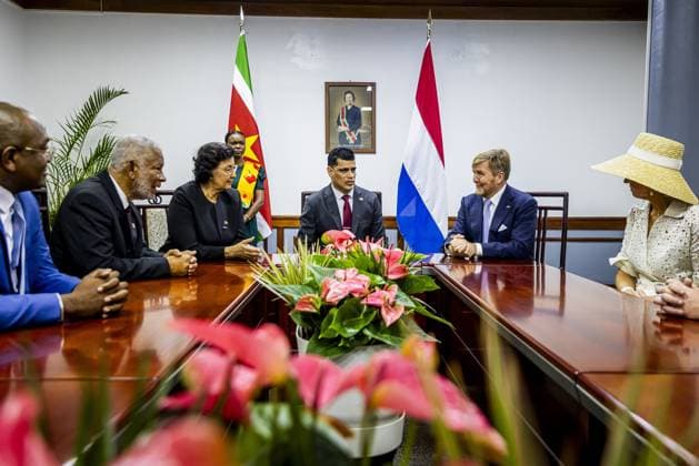 PARAMARIBO King Willem-Alexander and Queen Maxima are being received at the National Assembly (DNA), the parliament of Suriname. The royal couple were on a three-day state visit to Suriname at the invitation of President Jennifer Geerlings-Simons. ANP POOL PATRICK VAN KATWIJK netherlands out - belgium out  Copyright: xx x543594784x originalFilename: 543594784.jpg