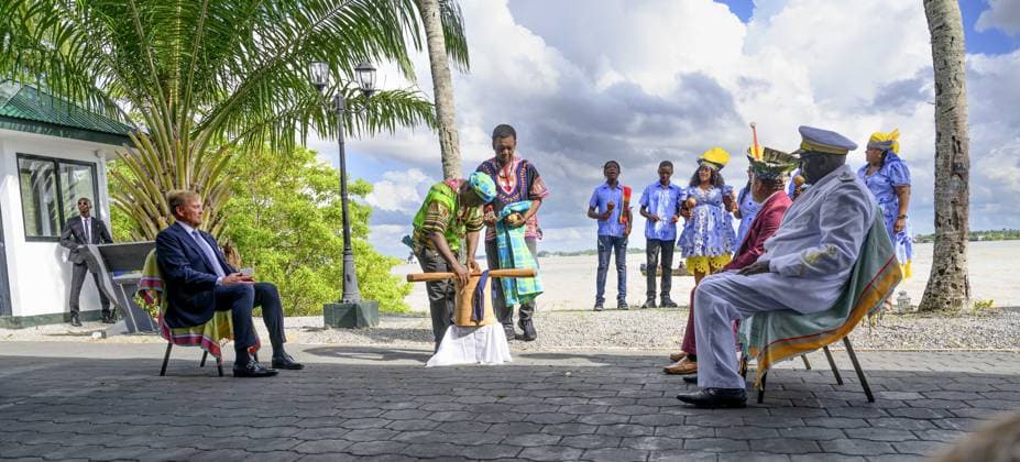 Paramaribo, The Netherlands, 2025-12-01 15:26:58 PARAMARIBO, December 1, 2025. King Willem-Alexander and Queen Maxima are paying a state visit to the Republic of Suriname at the invitation of President Jennifer Geerlings-Simons. King Willem-Alexander and Queen Maxima will speak with representatives of descendants of enslaved people and indigenous communities in Suriname about the past and the future. PHOTO: NLBeeld Patrick van Emst Credit: NL Beeld Patrick van Emst  Copyright: xx x
