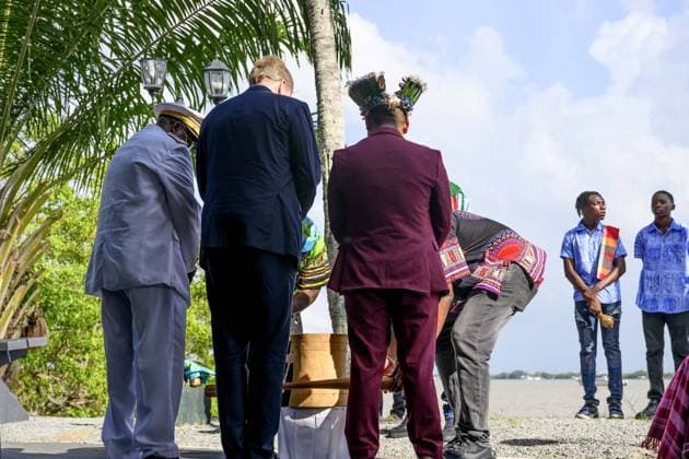 Paramaribo, The Netherlands, 2025-12-01 15:36:54 PARAMARIBO, December 1, 2025. King Willem-Alexander and Queen Maxima are paying a state visit to the Republic of Suriname at the invitation of President Jennifer Geerlings-Simons. King Willem-Alexander and Queen Maxima will speak with representatives of descendants of enslaved people and indigenous communities in Suriname about the past and the future. PHOTO: NLBeeld Patrick van Emst Credit: NL Beeld Patrick van Emst  Copyright: xx x