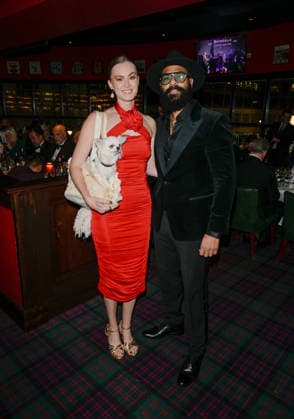 Boisdale Cigar Awards 2025, Boisdale of Canary Wharf, London 01-12-2025 David Haye and Sian Osborne with their pet Chihuahua seen at the Boisdale Cigar Awards 2025, Boisdale of Canary Wharf, London 01-12-2025, Credit:Jules Annan Avalon  Copyright: xJulesxAnnanx xAvalonx 1055878274