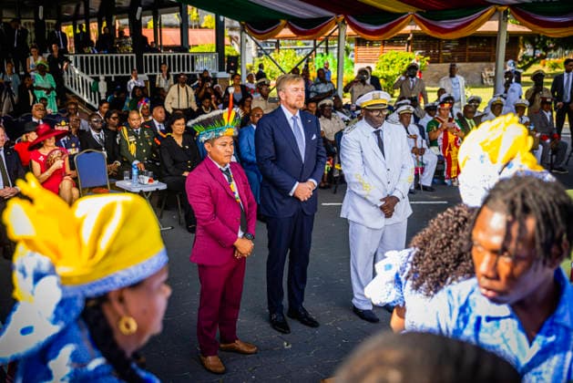 01-12-2025 Enslaved King Willem-Alexander and Queen Maxima visited the Court of Justice on the 1st day of the 3 day statevisit to Suriname. Surinamese President Jennifer Geerlings-Simons and her husband Glenn Geerlings Â  Copyright: xPPEx