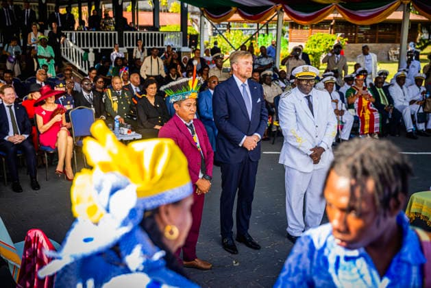 01-12-2025 Enslaved King Willem-Alexander and Queen Maxima visited the Court of Justice on the 1st day of the 3 day statevisit to Suriname. Surinamese President Jennifer Geerlings-Simons and her husband Glenn Geerlings Â  Copyright: xPPEx